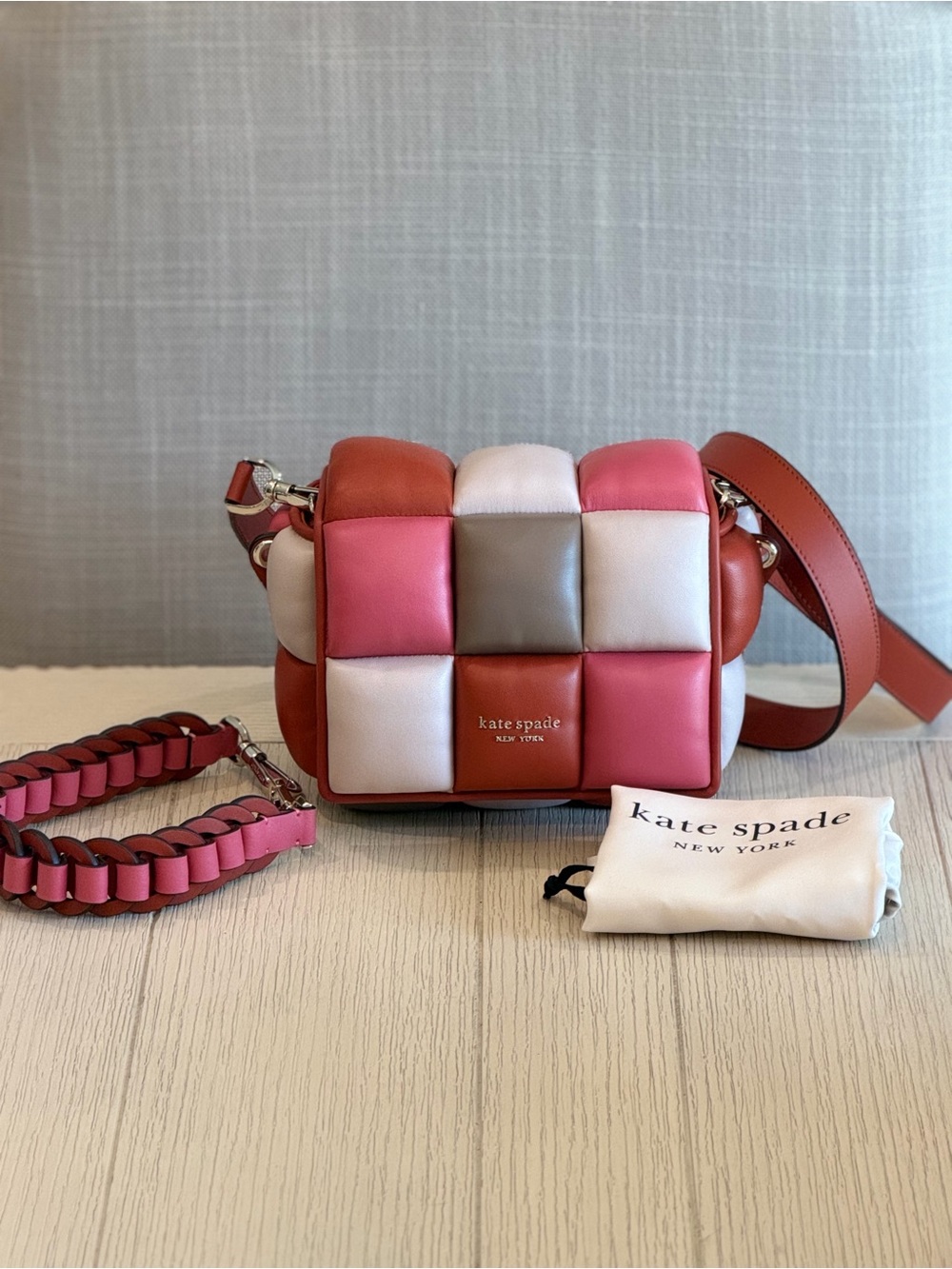 kate spade Pink Multi Quilted Checker Crossbody Bag